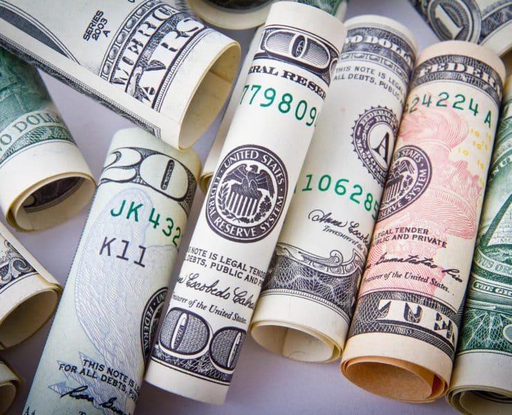 rolled 20 u s dollar bill 164527