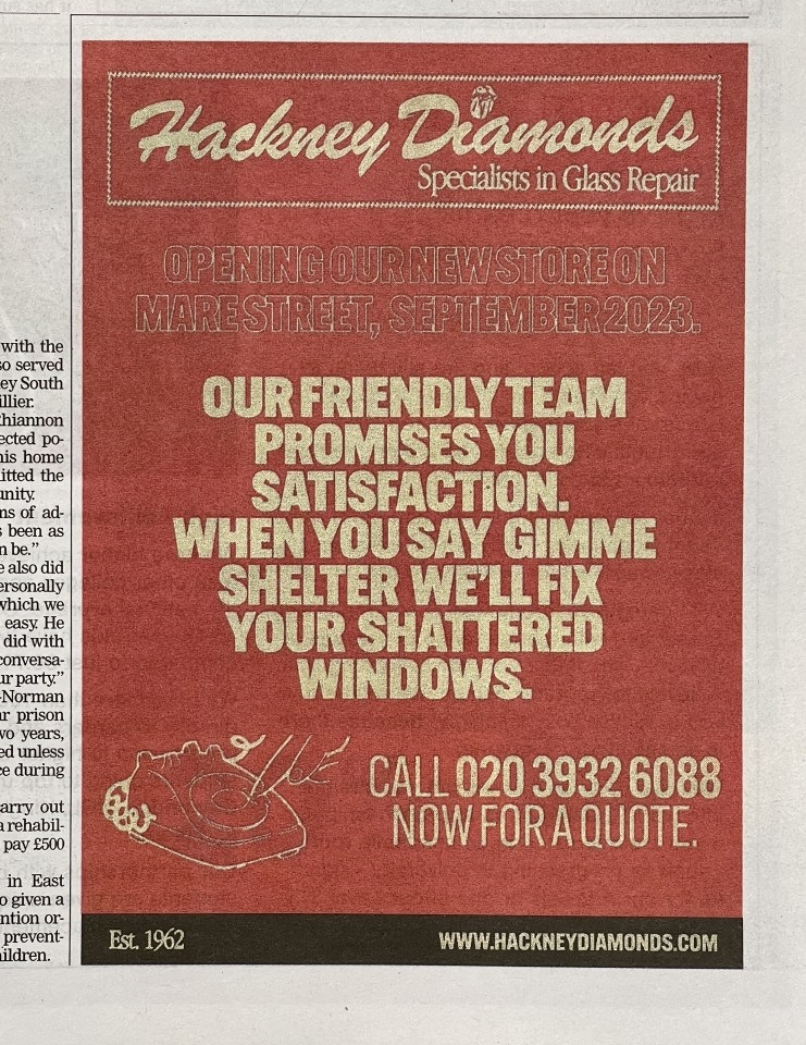 the rolling stones reveal new album hackney diamonds – in local newspaper advert 1