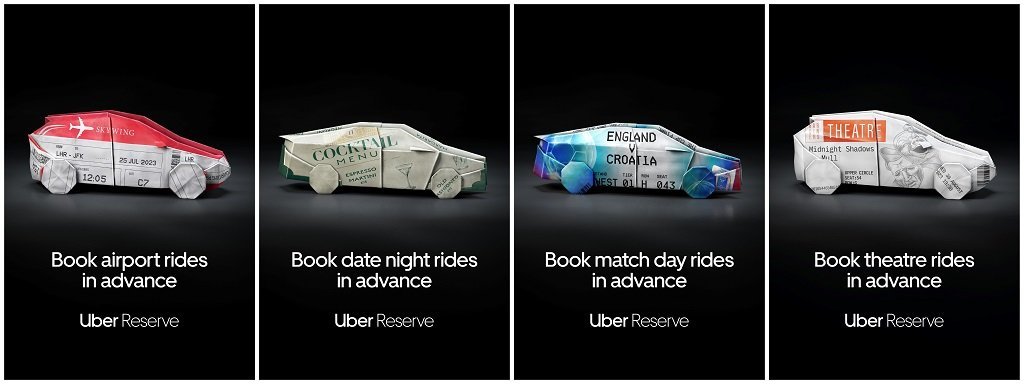 uber crafts origami versions of its cars out of event tickets