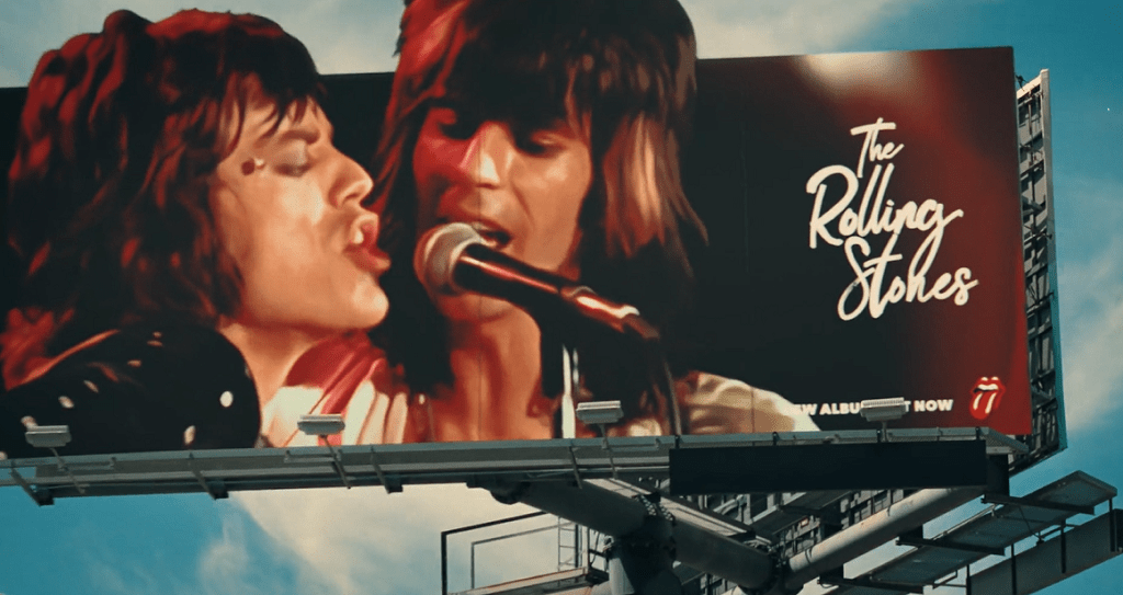 the rolling stones return features 109 billboards on sunset boulevard