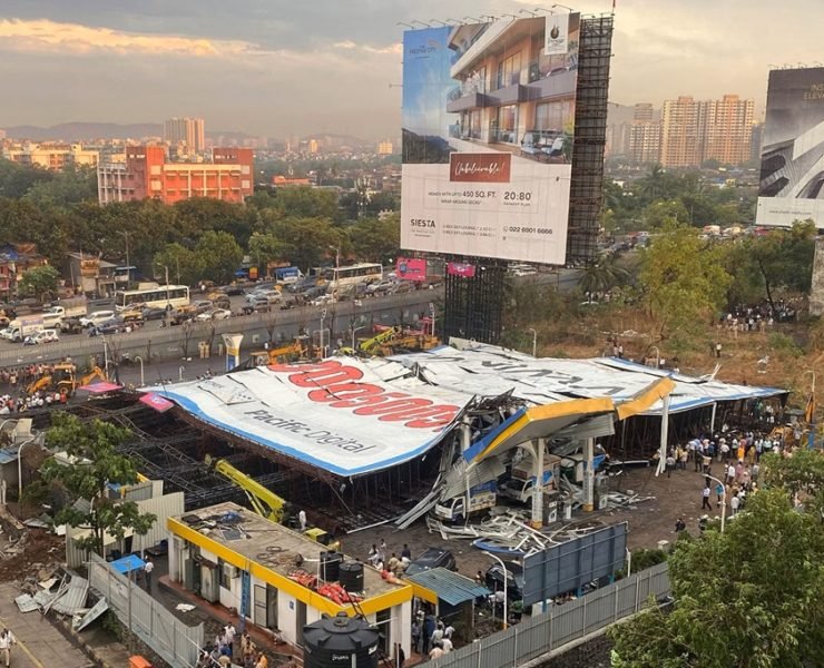 at least 14 dead after massive billboard collapses during india rainstorm