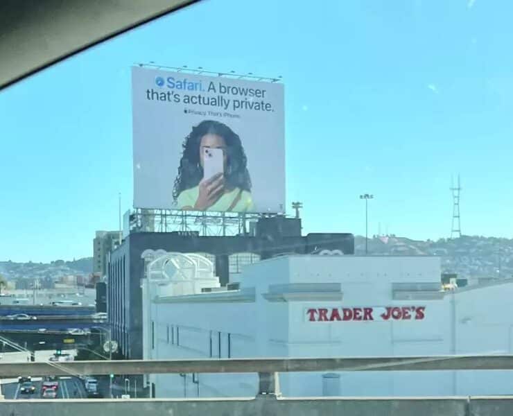 apple takes shot at google with prominent san francisco billboard