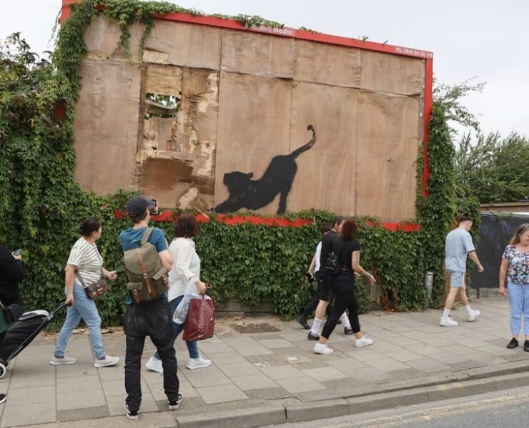 banksys billboard cat removed as meaning of his london animals revealed