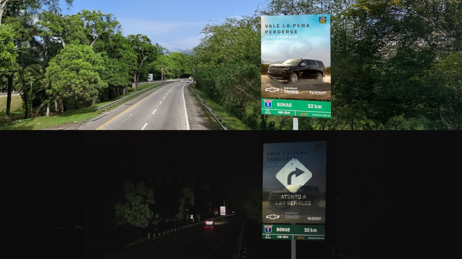 Chevrolet превратил рекламные щиты в ночные светофоры 3 chevrolet transforms daytime billboards into nighttime traffic signals1