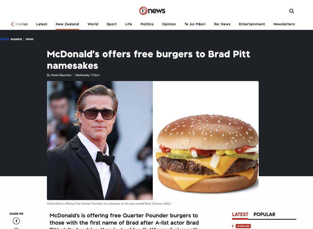 Как Брэд Питт заехал в McDonald’s 1 maccas and ddb shout all the brads of new zealand a burger2