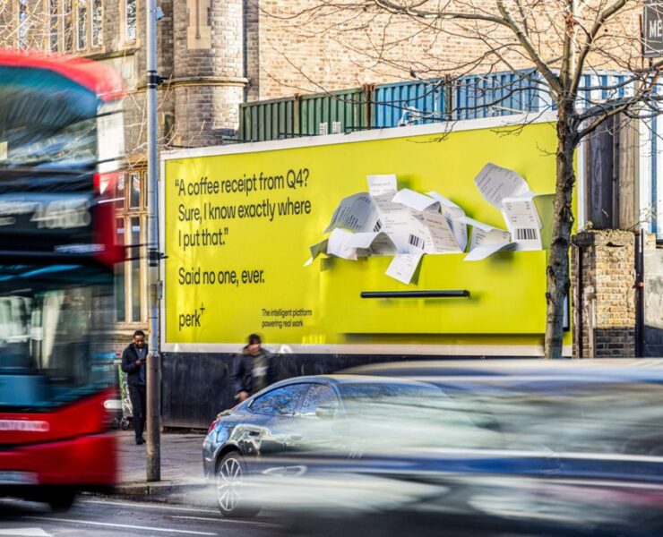 perk brings expenses to life with bursting billboard stunt