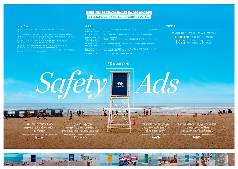 Реклама, которая спасает жизни 2 duoprint turns billboards into lifeguard heroes to rewrite beach safety in ecuador