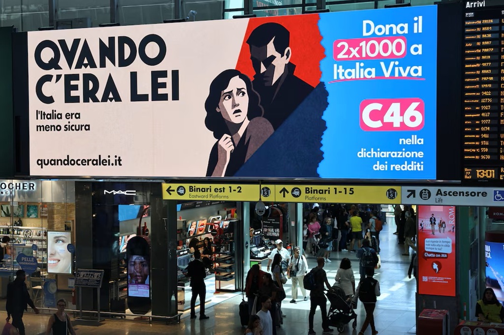 mussolini themed ads against meloni spark political row in italy