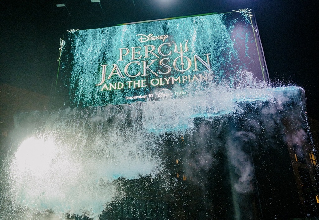 percy jackson makes waves with immersive water billboard