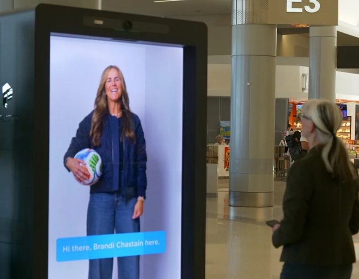 brandi chastain san francisco mayor holograms greeting fifa world cup passengers